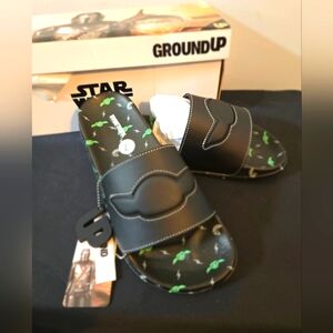 Star Wars Mandalorian Black Slides MEN 7 WOMEN 9